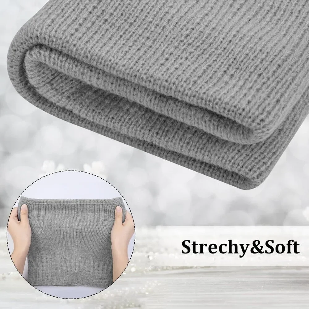 Women's (black+ Grey)Scarf Winter Double-Layer Neck Warmer Knit Fleece 2Pack